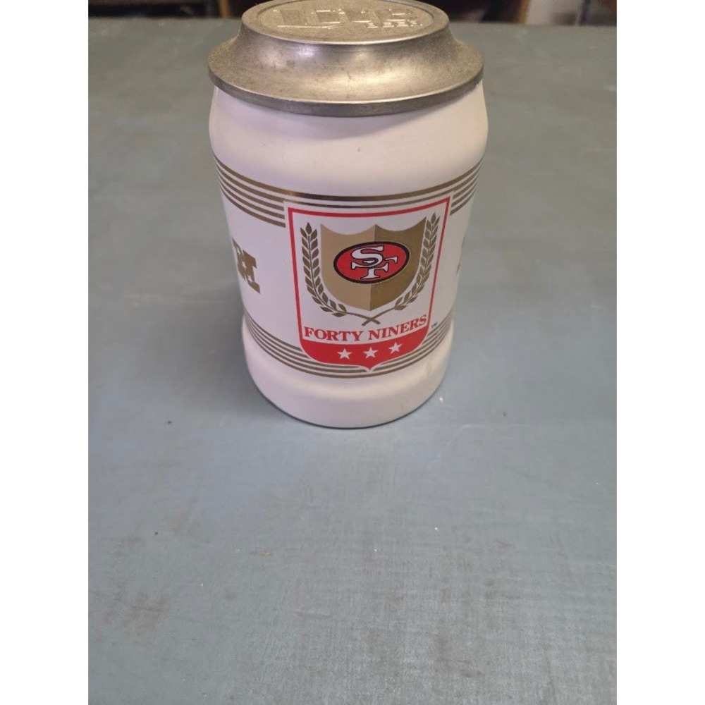 Miller Lite Beer San Francisco 49ers NFL Ceramic Lidded Stein Mug Vintage White